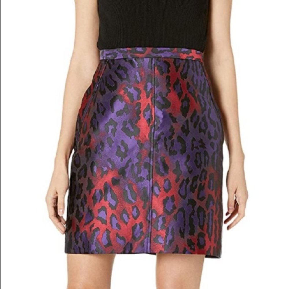 Anne Klein Animal Jacquard Pencil Skirt Phoenix/Titian Red 16 *NEW WITH TAGS NWT